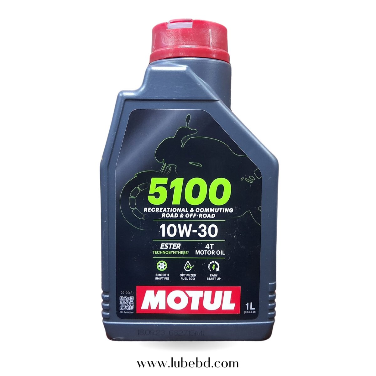 Motul 5100 10W-30 FR Semi-Synthetic Motorcycle Engine Oil (1 Litre) bottle